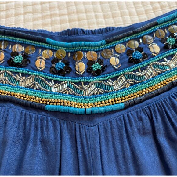 OndadeMar Embellished Waist Blue Palazzo Pant Size Medium - Picture 2 of 4